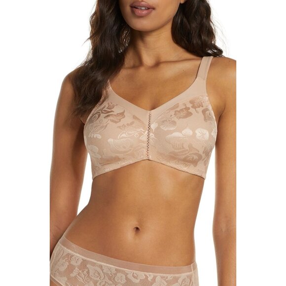 🆕WACOAL Awareness Full Unpadded Wireless Bra 38D Beige Nude #85276 - Picture 1 of 10
